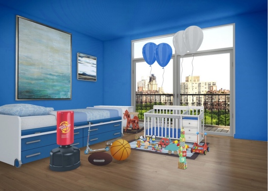 big brother and baby brothers room  Design Rendering