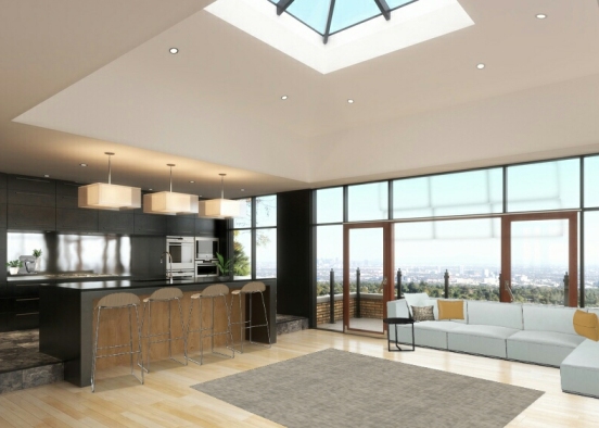 Modern kitchen /sitting room Design Rendering
