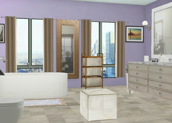 Bath with a city view Design Rendering