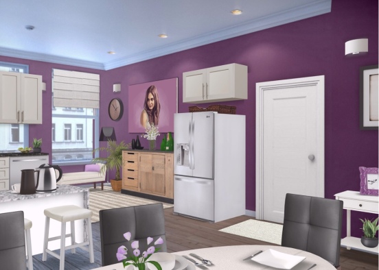 Purple kitchen Design Rendering
