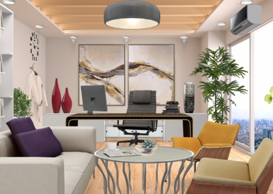 Cozy Office Design Rendering