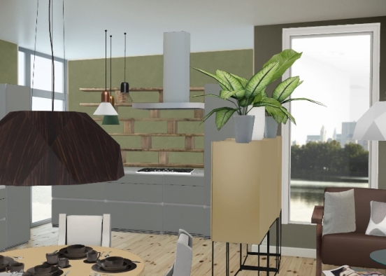 Penthouse modern living Design Rendering