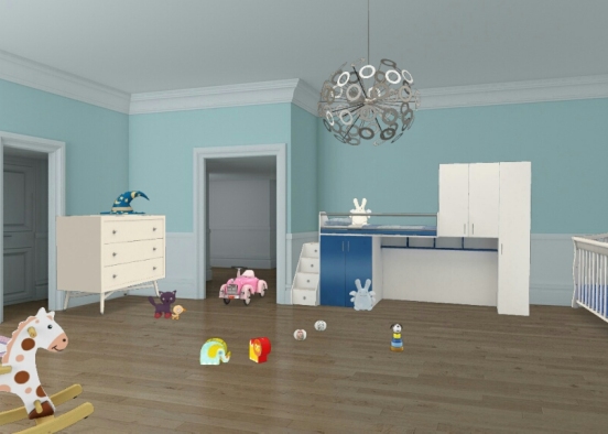 Детская комната , которая подойдет как для мальчика , так и для девочки Design Rendering