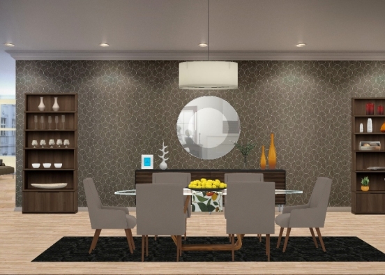 Contemporary dining room for family house Design Rendering