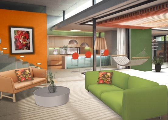 Modern green and orange Design Rendering