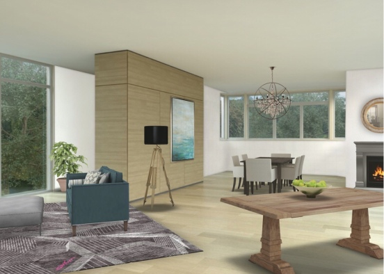 Modern Living Space Design Rendering