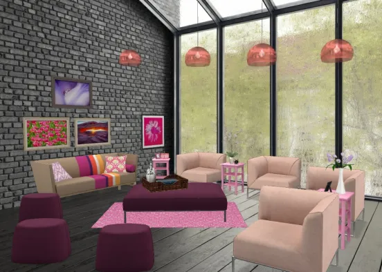 Pink craze sitting room Design Rendering