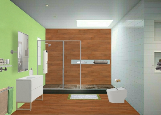 Baño verde Design Rendering