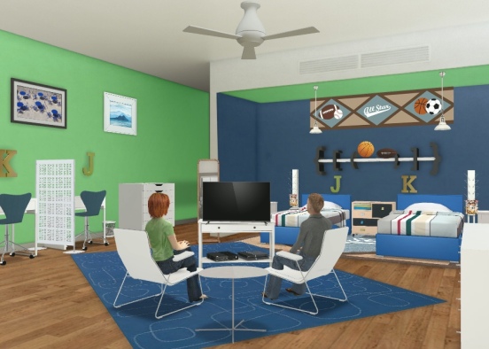 Bedroom for 2 boys Design Rendering