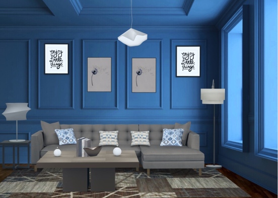 Blue Living Room  Design Rendering