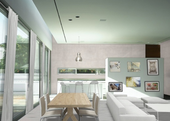 Modern ground floor living and dinning room Design Rendering