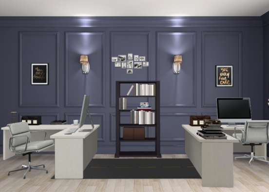 His and hers office Design Rendering