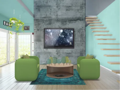 A Modern Green Living Room