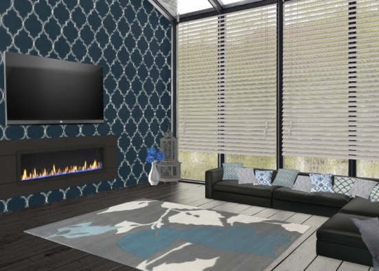 Navy living room Design Rendering