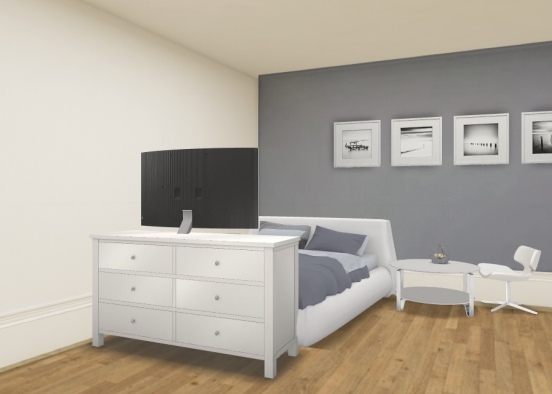 Grey Teen Bedroom Design Rendering