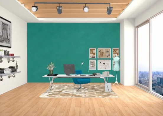 Clean Office Design Rendering