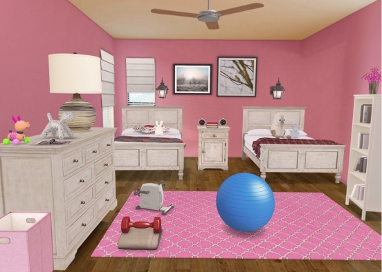 Twin girls bedroom Design Rendering