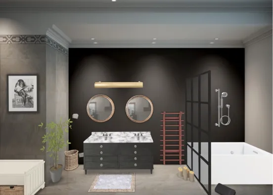 Luxury Bathroom for her&him  Design Rendering