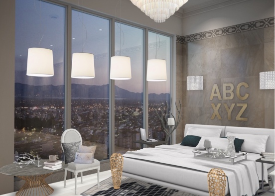 Gold and Silver Bedroom Design Rendering