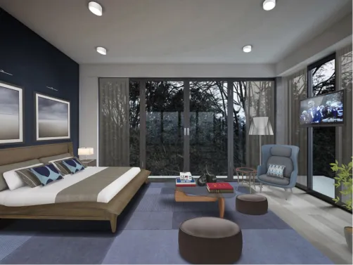 Bedroom blue & brown