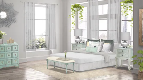 sea foam and white bedroom 