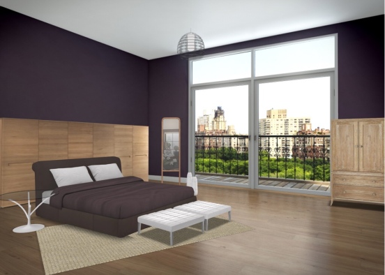 Neutral City Bedroom Design Rendering
