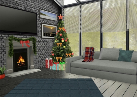 Family Christmas living room Design Rendering