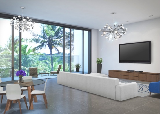 Sala de estar veraniega de lux Design Rendering