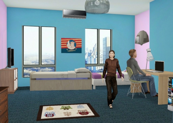 My room and my sister's 1 Design Rendering