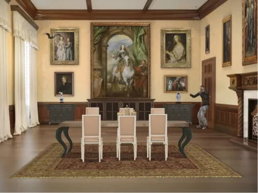 Beautiful vintage dining room... but is that a zombie I see?!