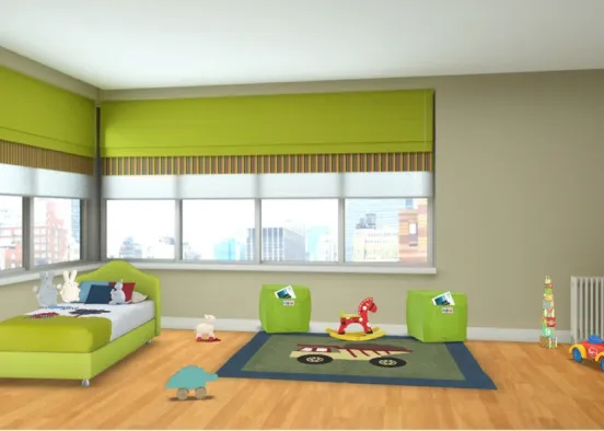 kids pretty and green play room Design Rendering