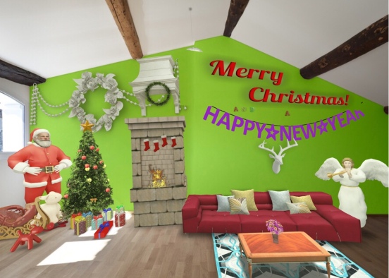 Wish you a merry Christmas and a happy new year  Design Rendering