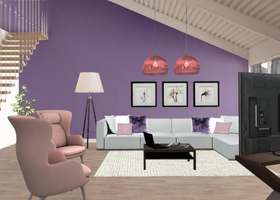 Soft colours living room Design Rendering