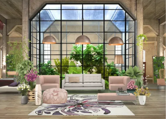 Using plants to bring life to a comfort lounge at the Botanical Gardens Design Rendering