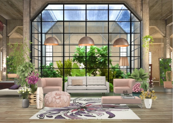 Using plants to bring life to a comfort lounge at the Botanical Gardens Design Rendering