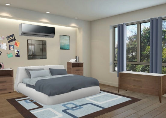 Blue/Brown bedroom  Design Rendering