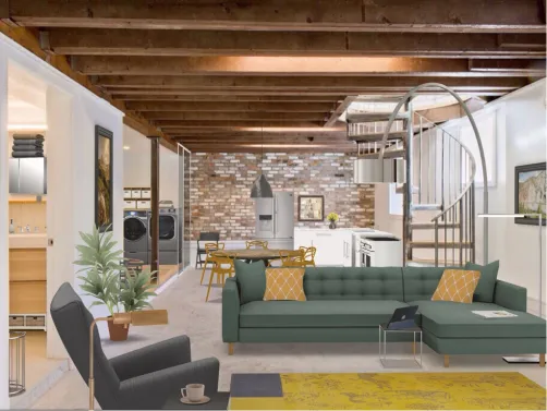 Exposed brick basement 