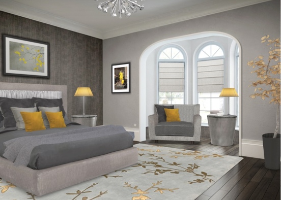 Bedroom\yellow\grey Design Rendering