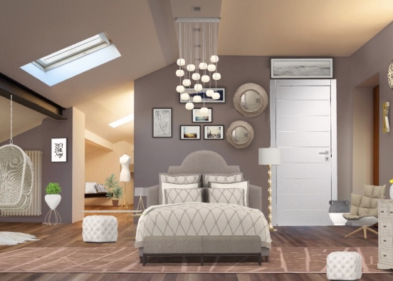 Gray&White Bedroom Design Rendering