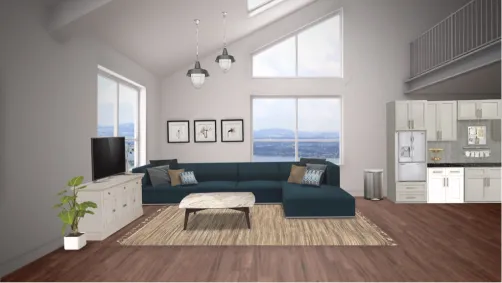 living room & kitchen