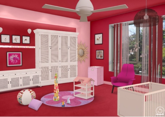 Bedroom for baby girl Design Rendering