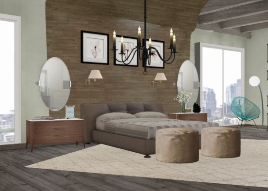 Industrial bedroom Design Rendering