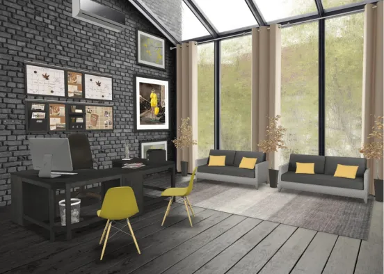 Yellow Office  Design Rendering