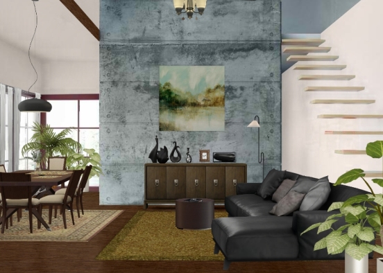 Simple living area Design Rendering