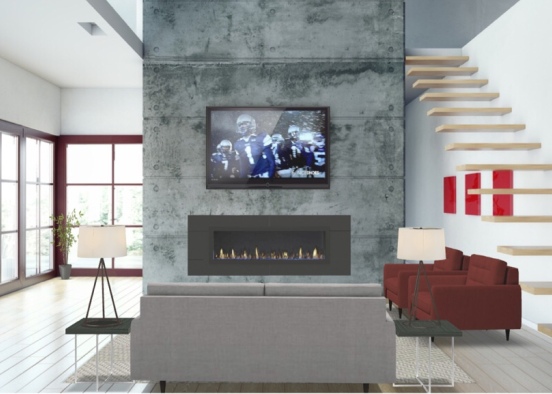 bright & warm living room Design Rendering
