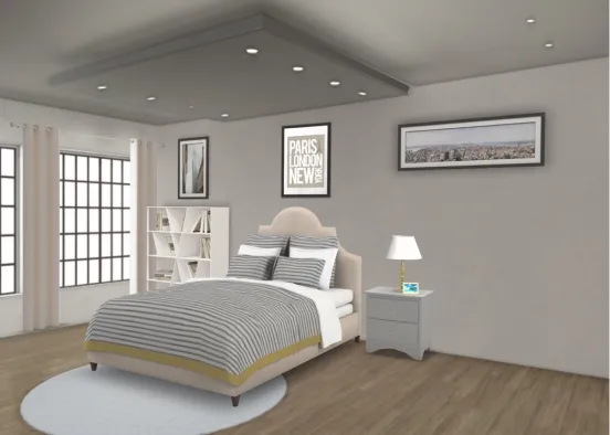 Cute Modern Grey Bedroom! Design Rendering