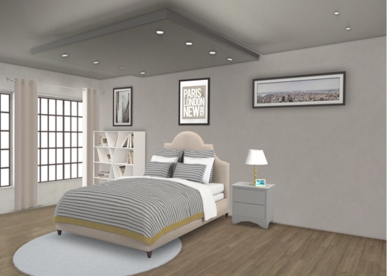 Cute Modern Grey Bedroom! Design Rendering