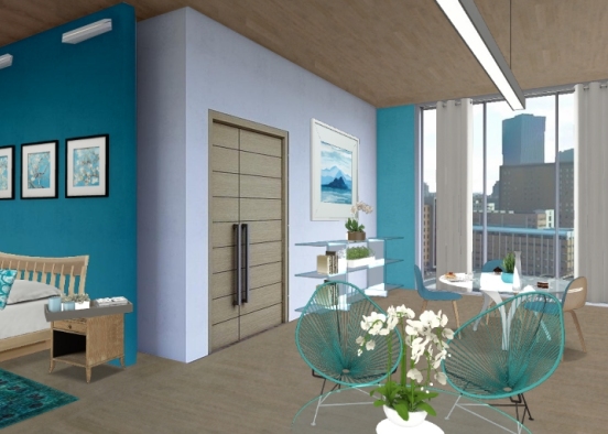 White and turquoise Design Rendering