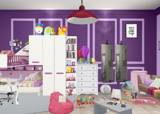 Two sister's room. Marlene 10 years old and Sophie 4 years old. Design Rendering