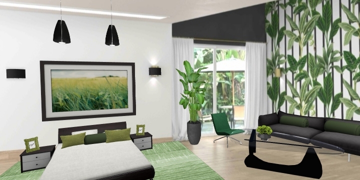 Green leaf bedroom Design Rendering